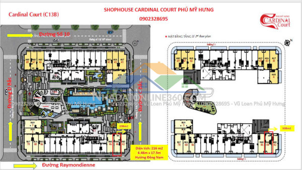 Shophouse cardinal court phú mỹ hưng mặt tiền rộng 6,5m - 7,5m