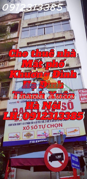 Chính chủ cho thuê nhà mặt phố khương đình, phường hạ đình, quận thanh xuân, hà nội.
