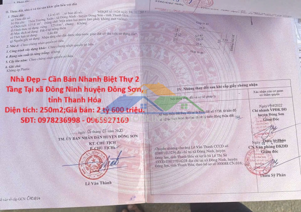 Nhà đẹp – cần bán nhanh biệt thự 2 tầng tại xã đông ninh huyện đông sơn, tỉnh thanh hóa