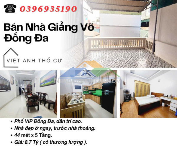 Bán nhà phố giảng võ, nhà nội thất đẹp,sổ vuông vắn, 40mx5t, giá: 8.5 tỷ, lh: 0396935190.