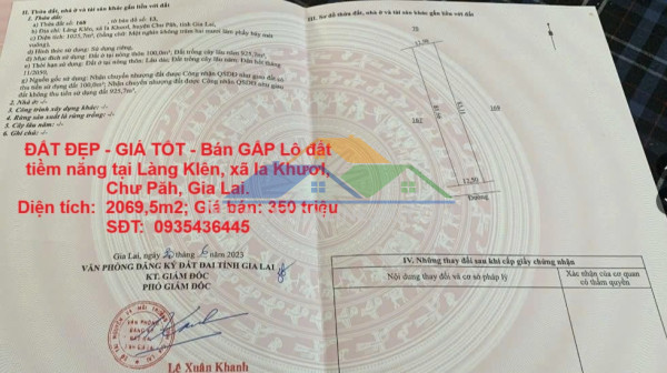 Đất đẹp - giá tốt - bán gấp lô đất tiềm năng tại làng klên, xã ia khươl, chư păh, gia lai.