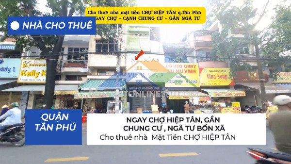 Hiếm-cho thuê nhà mặt tiền chợ hiệp tân 64m² ,2 lầu+st - gần chung cư