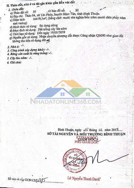 Đất  chính chủ   - cần bán lô đất vườn lâu năm  tại đường số 4, xã tân phúc, hàm tân, bình thuận