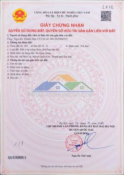 Đất nền láng hòa lạc giá 3.0 tỷ diện tích 100m2 tiềm năng tăng trưởng mạnh – nguyễn hùng bđs - 0989333012