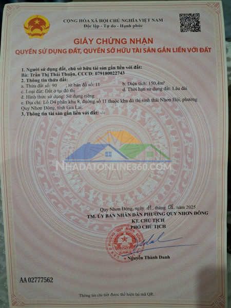 Chính chủ cần bán đất ở đô thị thuộc khu đô thị sinh thái nhơn hội- quy nhơn đông, gia lai