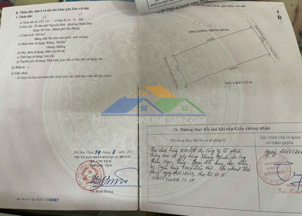 Bán đất chính chủ odt trung tâm khu công nghiệp đồ sơn – hải phòng