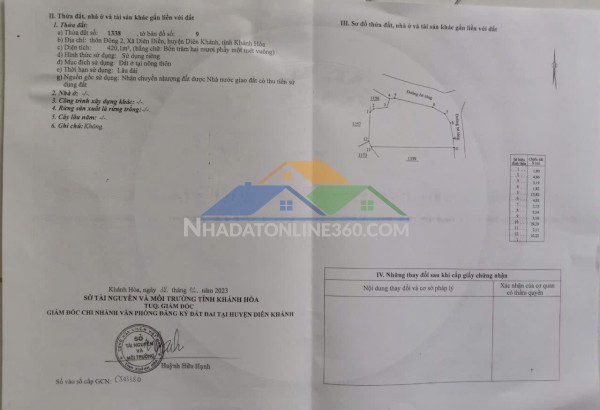 Đất đẹp – giá đầu tư  - cần bán lô đất full thổ cư tại xã diên điền, diên khánh, khánh hòa