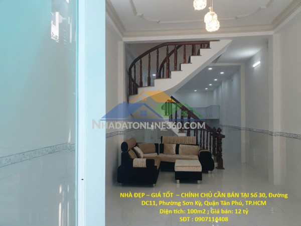 Nhà đẹp – giá tốt  – chính chủ cần bán tại số 30, đường dc11, phường sơn kỳ, quận tân phú, tp.hcm