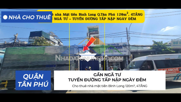 Cho thuê nhà mặt tiền bình long 120m², 4tầng - 18triệu - gần ngã tư