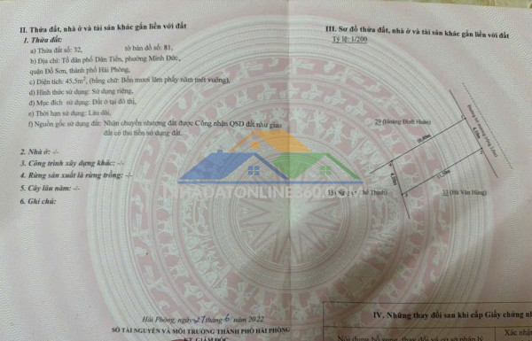 Lô đẹp 45.5m² minh đức – nam đồ sơn, giá hiếm dưới 800 triệu  zalo 0567 222 555