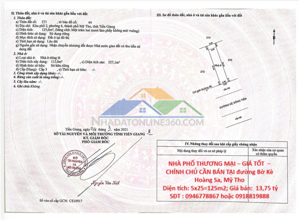 Nhà phố thương mại – giá tốt  – chính chủ cần bán tại đường bờ kè hoàng sa, mỹ tho
