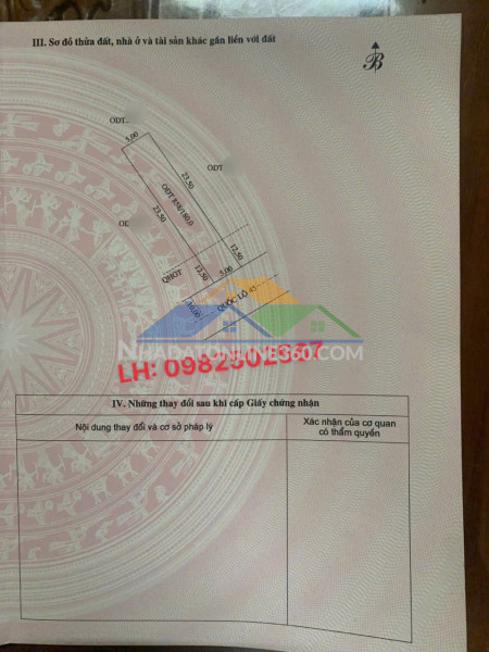 Chính chủ bán đất mặt đường quốc lộ 45 – thị trấn vân du, huyện thạch thành, thanh hóa (nay là xã vân du tỉnh thanh hoá)