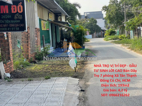 Nhà trọ vị trí đẹp - đầu tư sinh lời cao bán dãy trọ 7 phòng xã tân thạnh đông củ chi, hcm
