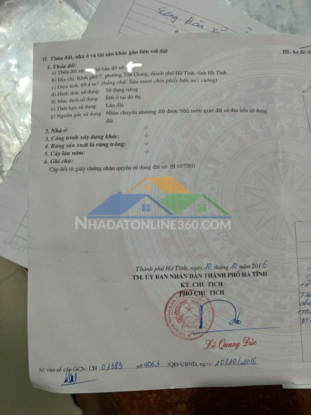 Nhà vị trí đẹp - giá tốt cần bán căn nhà tại phường tân giang, tp. hà tĩnh, tỉnh hà tĩnh.