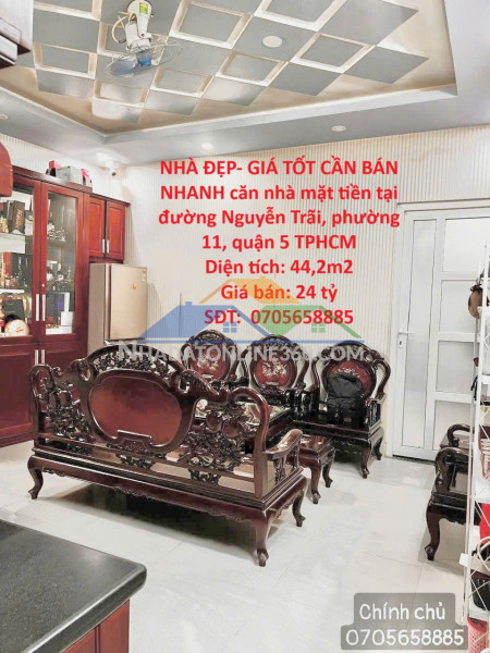 Nhà đẹp- giá tốt cần bán nhanh căn nhà mặt tiền tại quận 5 tphcm