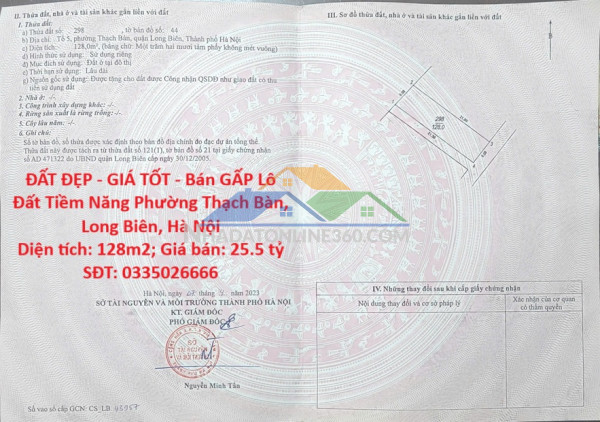 Đất đẹp - giá tốt - bán gấp lô đất tiềm năng phường thạch bàn, long biên, hà nội