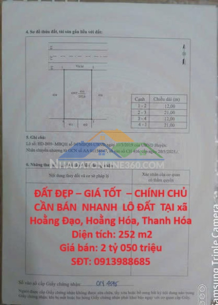 Đất đẹp – giá tốt  – chính chủ  cần bán  nhanh  lô đất  tại xã hoằng đạo, hoằng hóa, thanh hóa