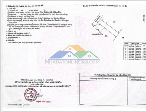 Đất chính chủ - giá tốt- cần bán lô đất tại xã diên lâm, diên khánh, khánh hoà