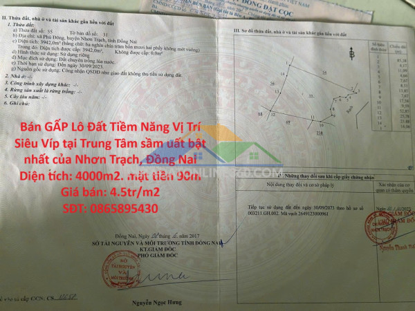 Bán gấp lô đất tiềm năng vị trí siêu víp tại trung tâm sầm uất bật nhất của nhơn trạch, đồng nai