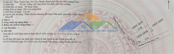 Đất đẹp – giá tốt – chính chủ  cần bán lô đất 2 mặt tiền tại xã cẩm thanh, tp. hội an,  quảng nam