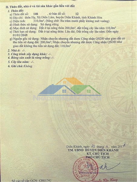 Vị trí đẹp - chính chủ bán gấp nhà vườn tại diên lâm, diên khánh, khánh hòa