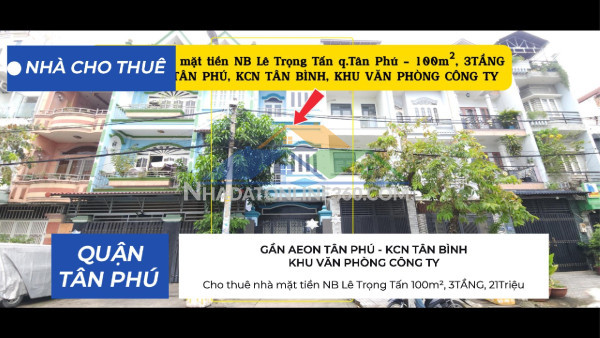 Cho thuê nhà mặt tiền nb lê trọng tấn 100m², 3tầng, 20triệu - khu văn phòng, dịch vụ