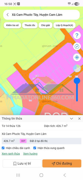 Nhanh tay sở hữu ngay lô đất thổ cư xã cam phước tây, cam lâm, khánh hòa