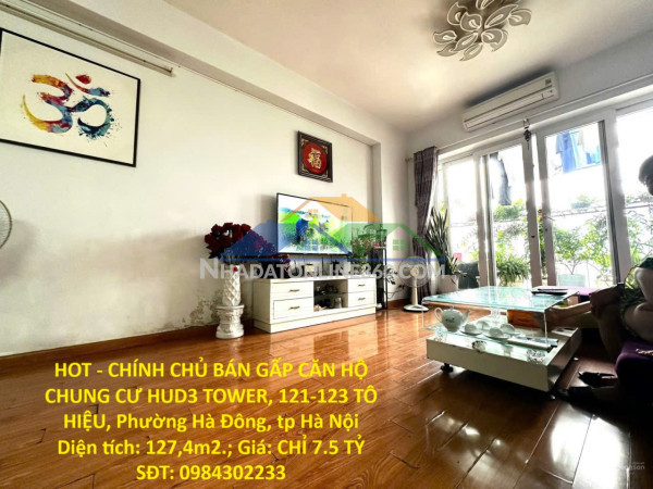 Hot - chính chủ bán gấp căn hộ chung cư hud3 tower, 121-123 tô hiệu, phường hà đông, tp hà nội