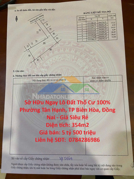 Sở hữu ngay lô đất thổ cư 100% phường tân hạnh, tp biên hòa, đồng nai - giá siêu rẻ