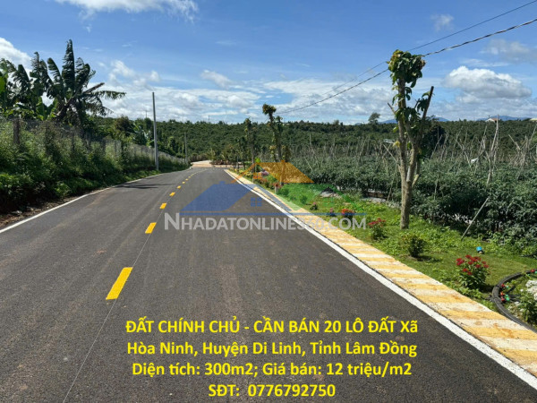 Đất chính chủ - cần bán 20 lô đất xã hòa ninh, huyện di linh, tỉnh lâm đồng