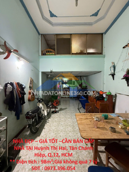 Nhà đẹp – giá tốt –cần bán gấp nhà tại huỳnh thị hai, tân chánh hiệp, q.12, hcm