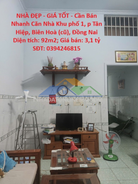 Nhà đẹp - giá tốt - cần bán nhanh căn nhà khu phố 1, p tân hiệp, biên hoà (cũ), đồng nai