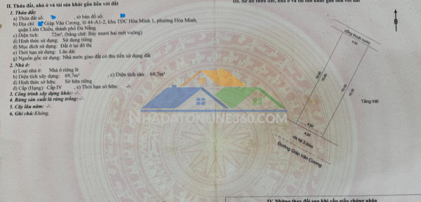 Bán nhà cấp 4 gác lững giáp văn cương - p hoà khánh - đà nẵng