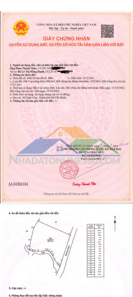 Bán 3600mv 100tc 66m mt nhựa view suối sẳn nhà vườn trái cây