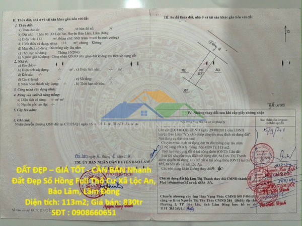 Đất đẹp – giá tốt - cần bán nhanh đất đẹp sổ hồng full thổ cư xã lộc an, bảo lâm, lâm đồng