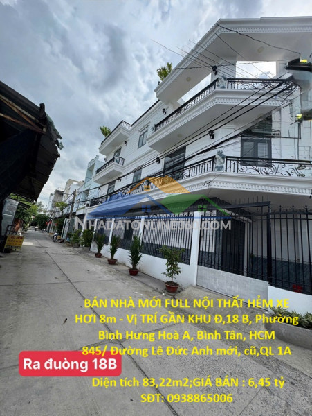 Bán nhà mới full nội thất hẻm xe hơi 8m - vị trí gần khu đ,18 b, phường bình hưng hoà a, bình tân