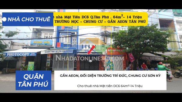 Cho thuê nhà mặt tiền thạch lam 80m², 1lầu, 22triệu - gần...