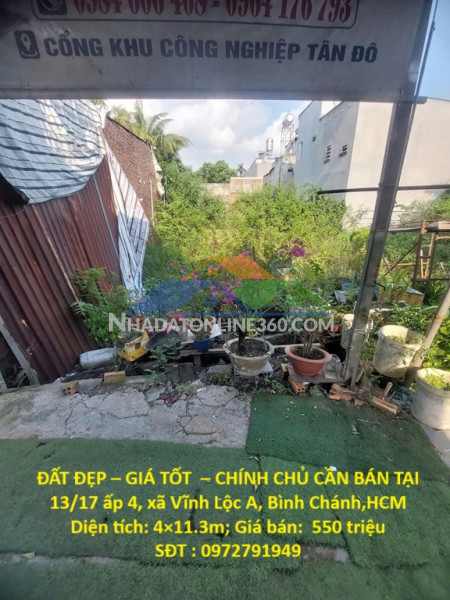 Đất đẹp – giá tốt  – chính chủ cần bán tại 13/17 ấp 4, xã vĩnh lộc a, bình chánh, hcm
