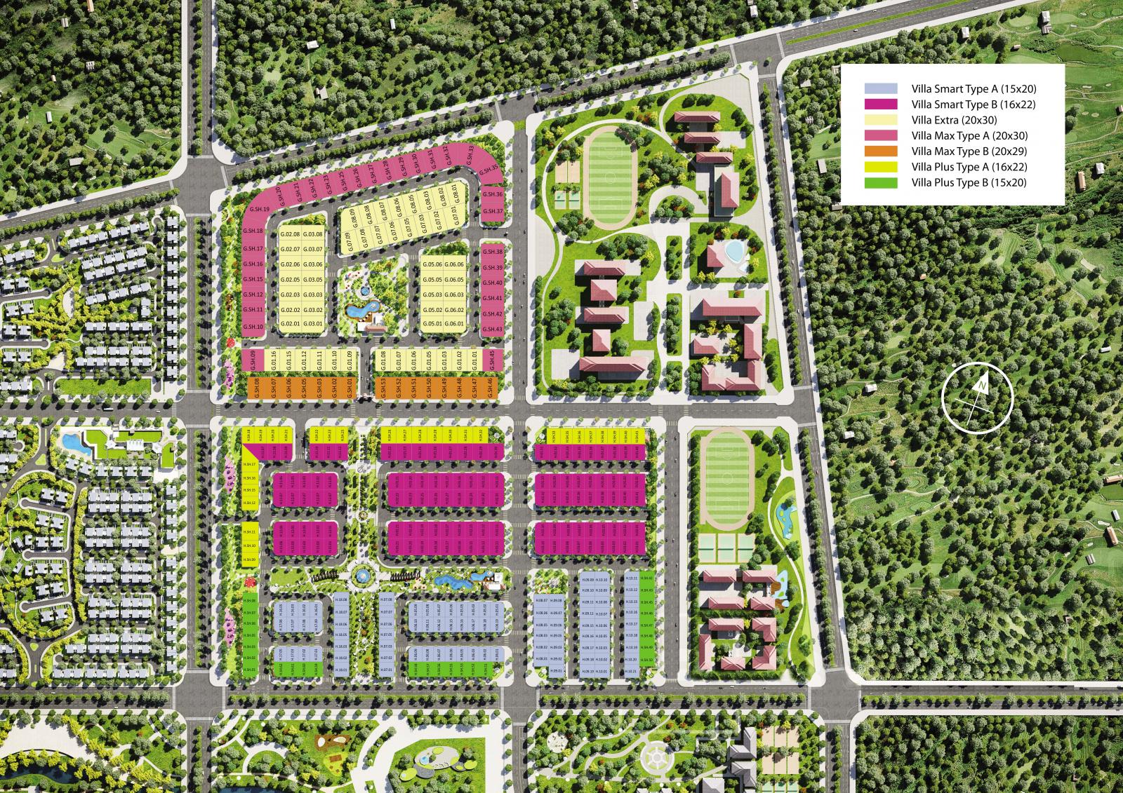 Mặt bằng tổng thể khu 1B – The Garden Town - Swan Park