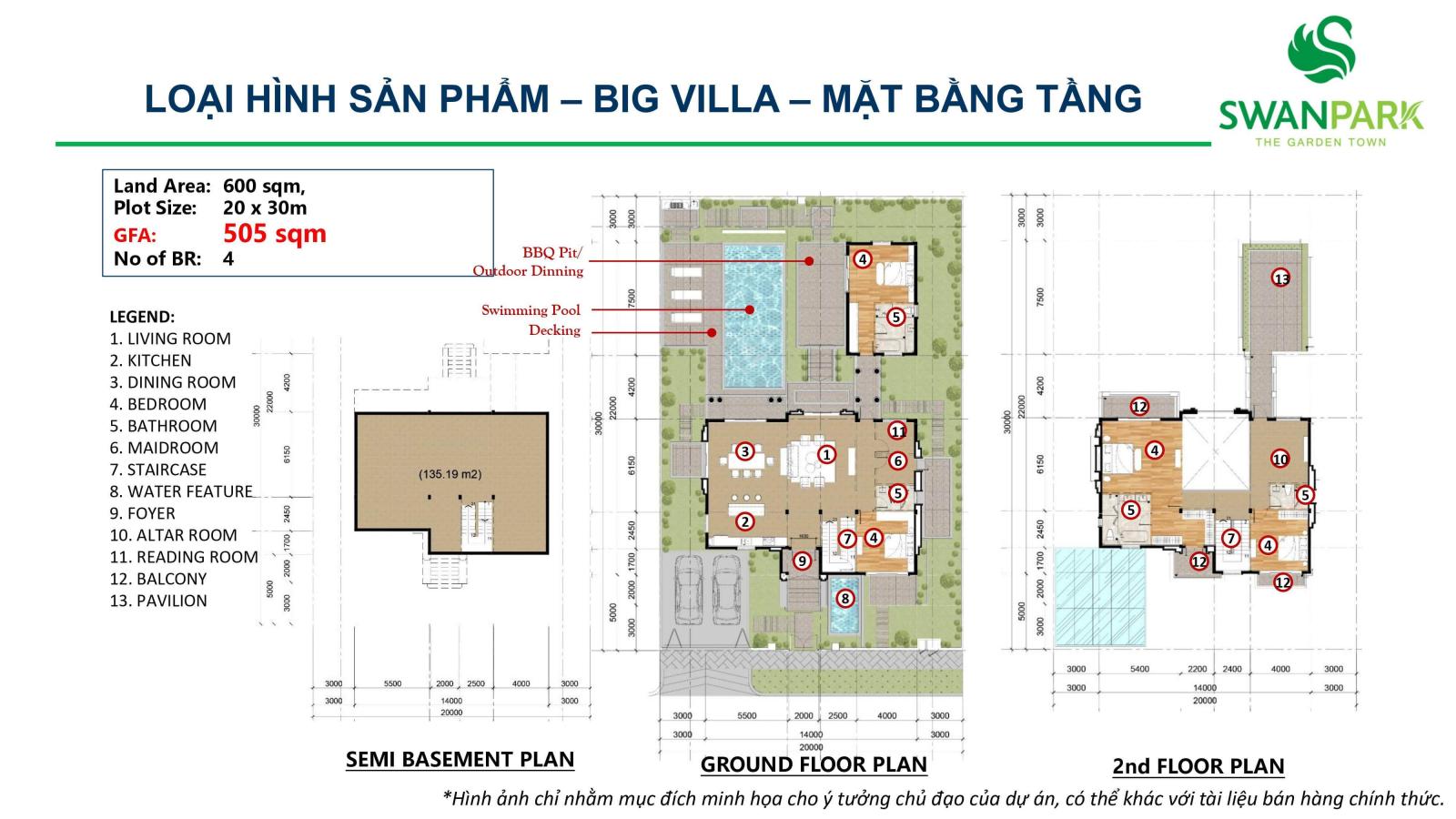 Thiết kế mặt bằng dinh thự – khu 1B – The Garden Town